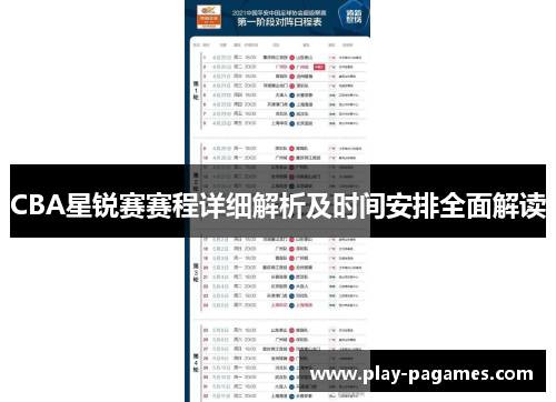 CBA星锐赛赛程详细解析及时间安排全面解读 CBA星锐赛赛程详细解析及时间安排全面解读